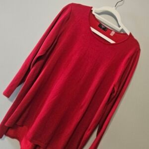 T Tahari Vibrant Red Scoop Neck Sweater